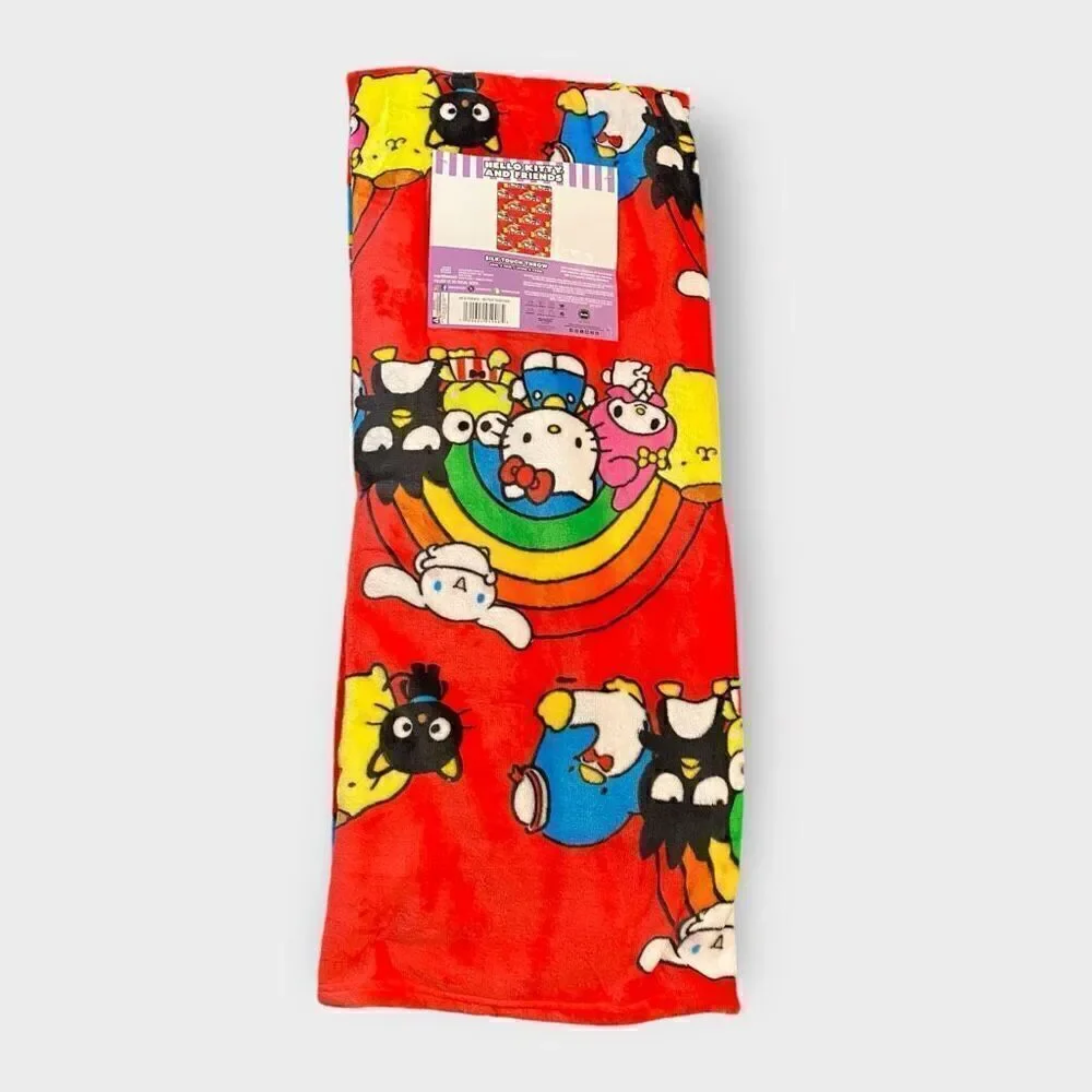 Hello Kitty And Friends Rainbow Silk Touch Pink Throw Blanket 50